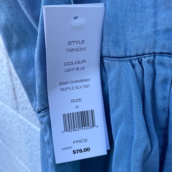 French Connection Sky Blue Ruffle Top - Picture 5 of 7